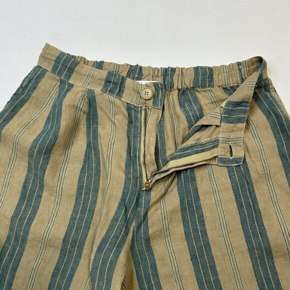 Free People CP Shades Bermuda Shorts Women’s Size Medium Olive Green Blue Stripe - Picture 6 of 9